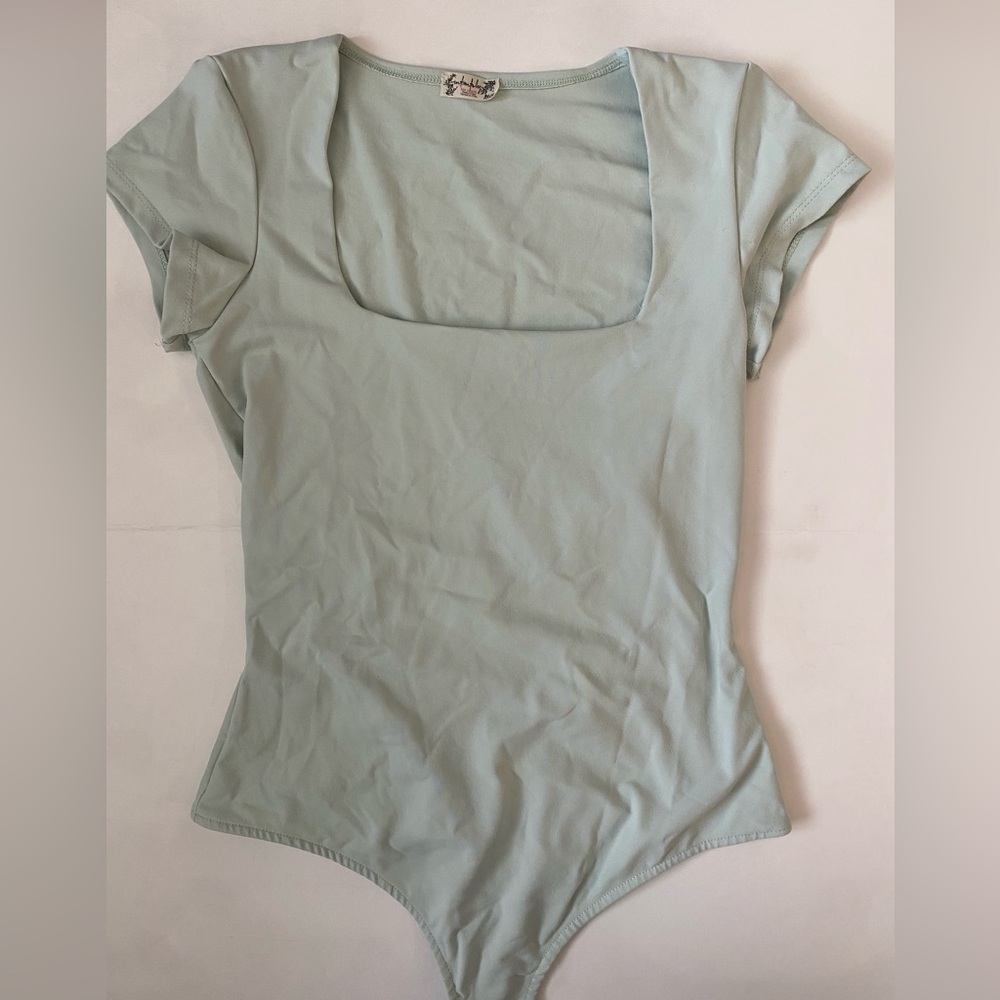 Free People Women's Square Neck Sea Green Bodysuit